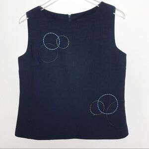 Grace Dane Lewis navy sleeveless top w/circles 10